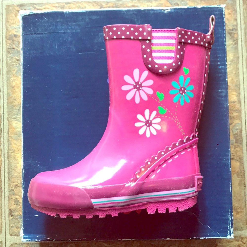 Stride Rite Pink Flowers Rubber Boots